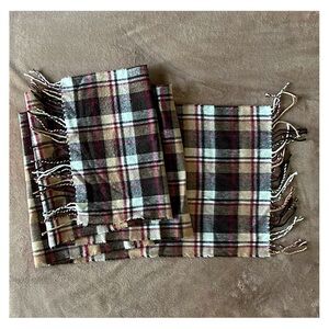 UNISEX PLAID SCARF - Tan, Dark Brown, Cream, Red